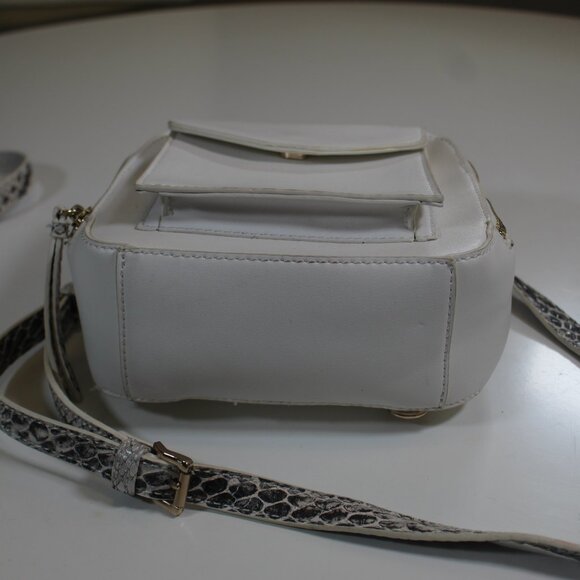 Free People Women\'s Backpack White With Animal Print Adjust Straps Faux Leather